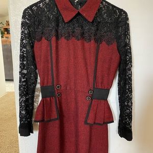 Red and black lace dress size small
